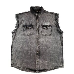 Vance Leathers Biketoberfest 2018 Daytona Beach Skull Denim Vest XXL Black Acid